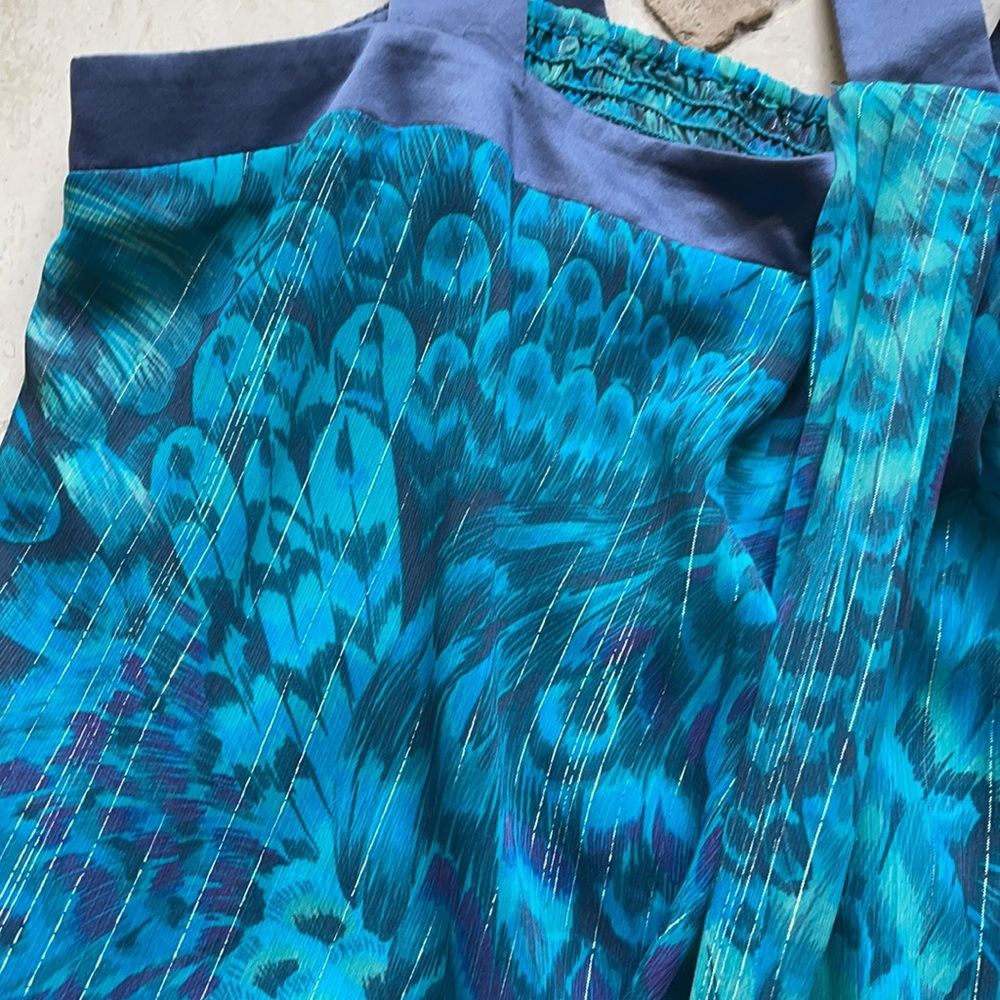 Bcbgeneration Peacock Pattern Silk Boho Cocktail … - image 4